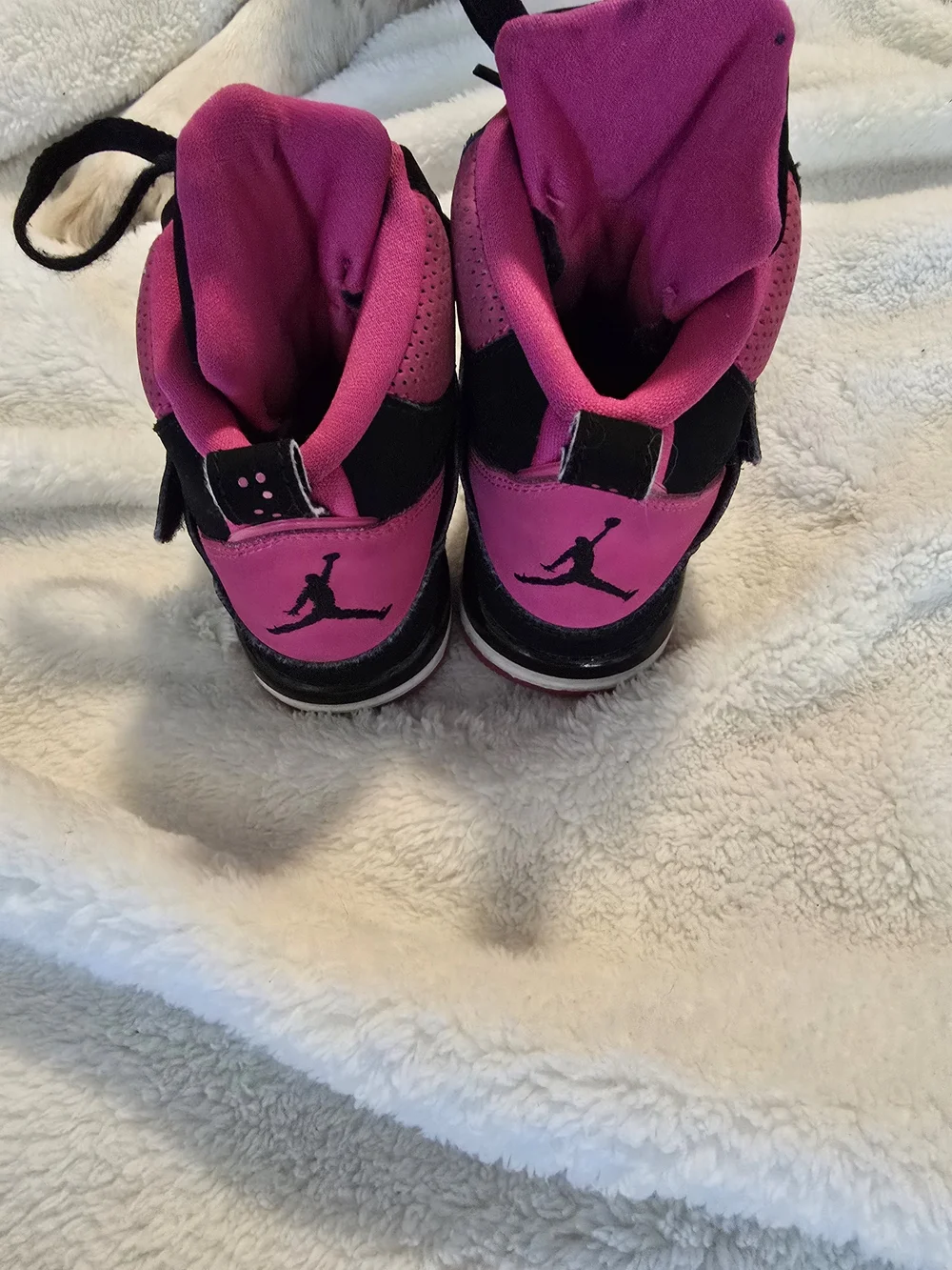 Jordan Kids' Black and Pink High-Top Sneakers